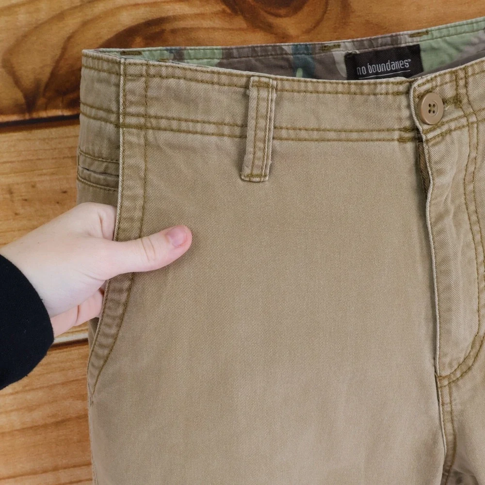 No Boundaries Shorts Mens Size 32‎ Brown 100% Cotton Chinos Pockets Flat Front